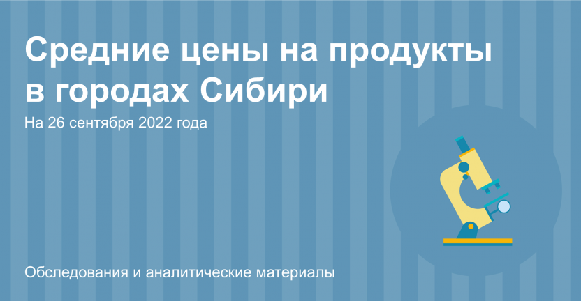 Средние цены на продукты в городах Сибири на 26 сентября 2022 года